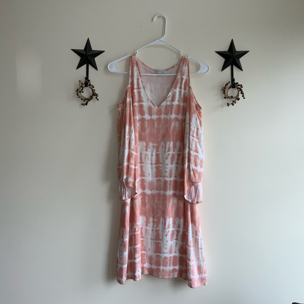 Cato Tye-Dye Peak-a-Boo Shoulder Dress